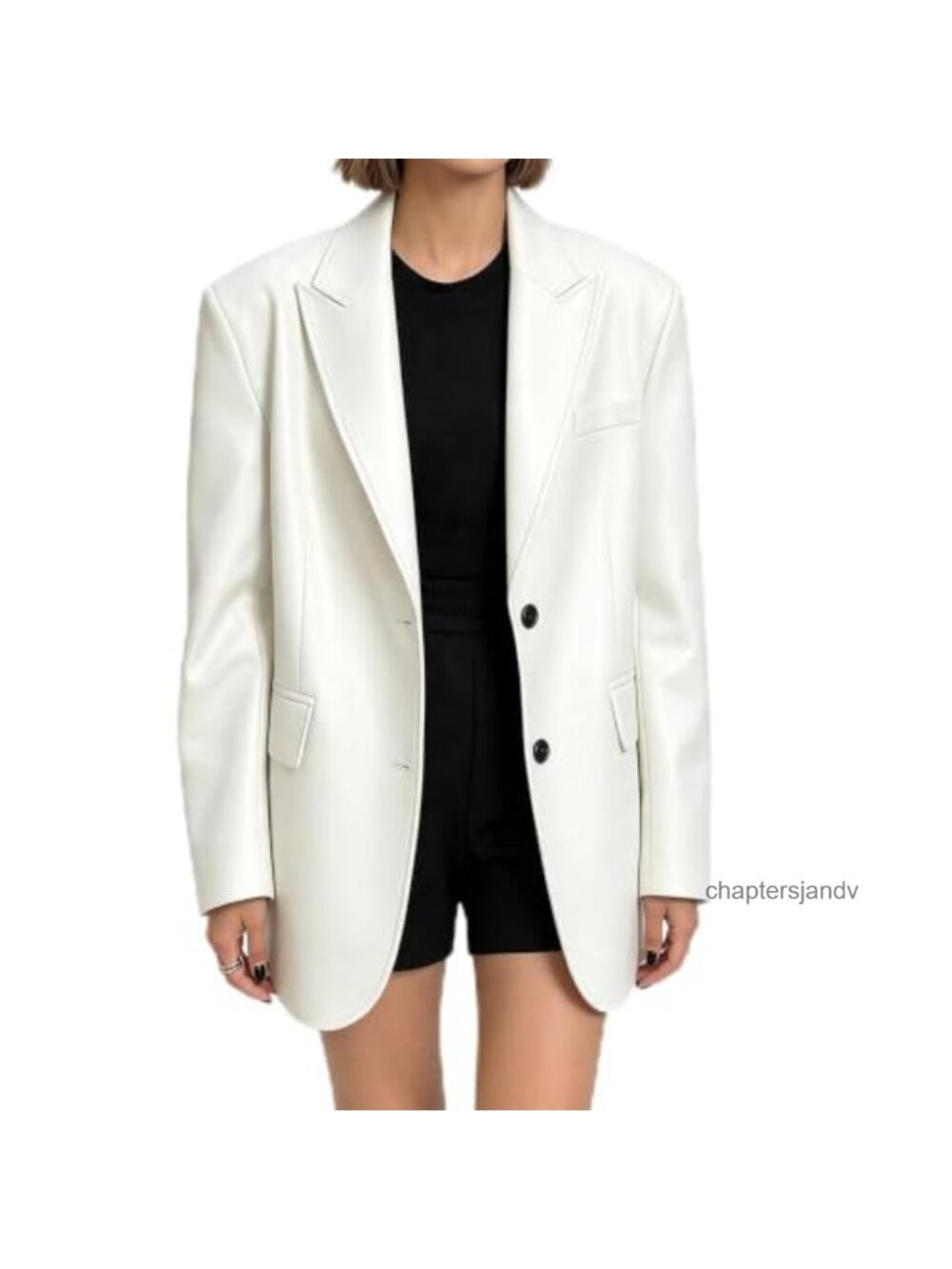 Faux Leather Oversized Blazer Long Sleeve Single Breasted Business Casual Jacket